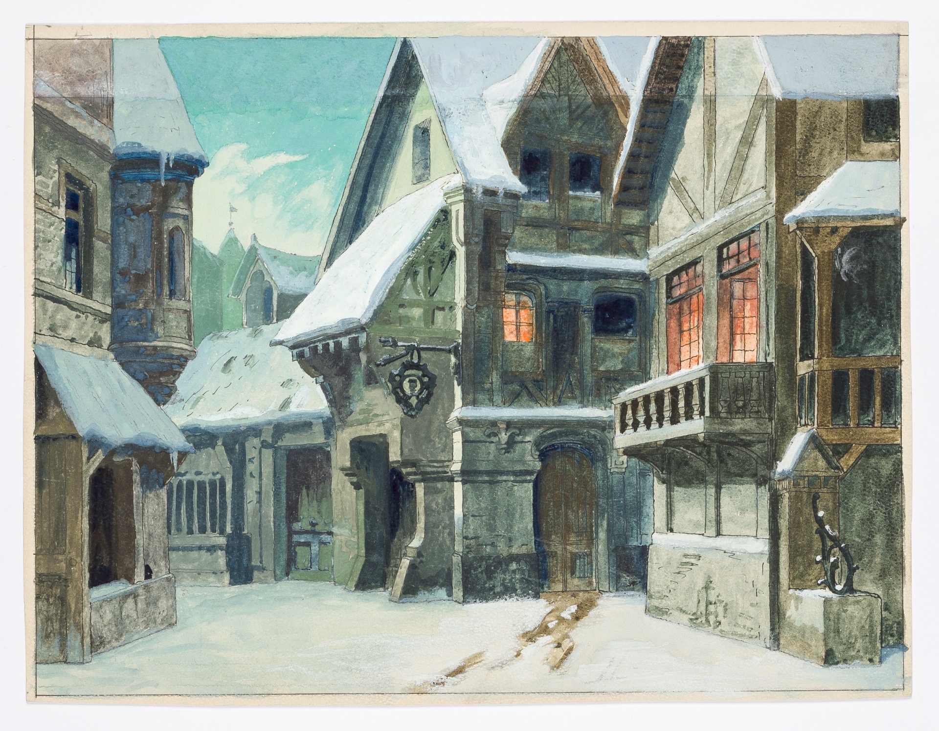 Dekorationsskiss till "Damen från Monserau" Carl Grabows ateljé 