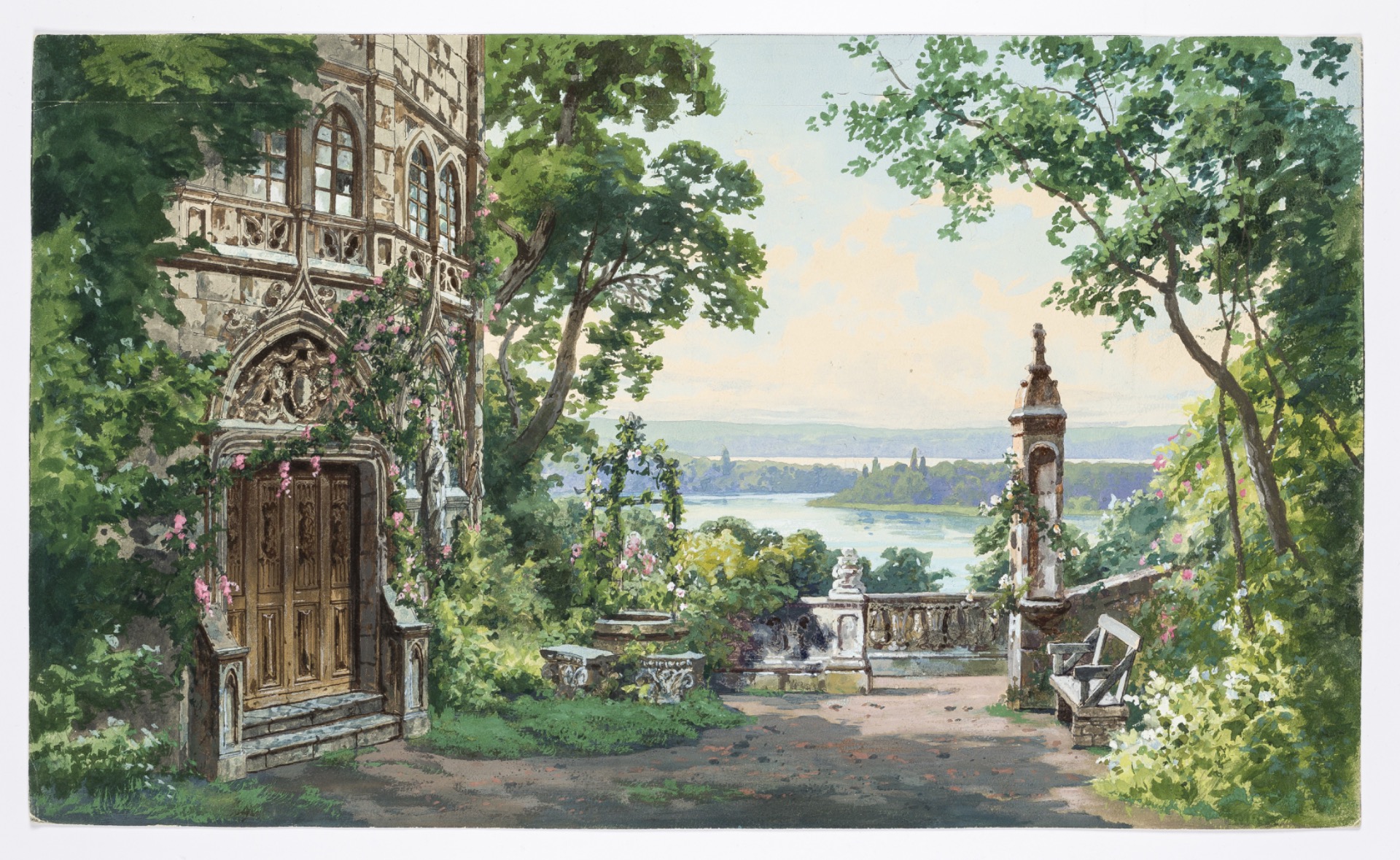 Scenografiförslag till "Slottsfrun" (A. Capus) Grabows ateljé början av 1900-t. (Scenkonstmuseet)